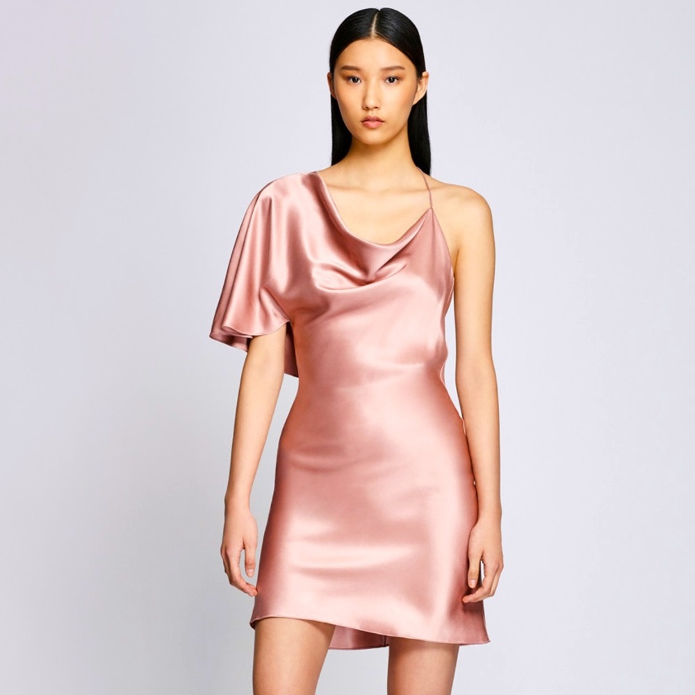 BNWT Cushnie Woodrose Silk Charmeuse Mini Dress, Size 2